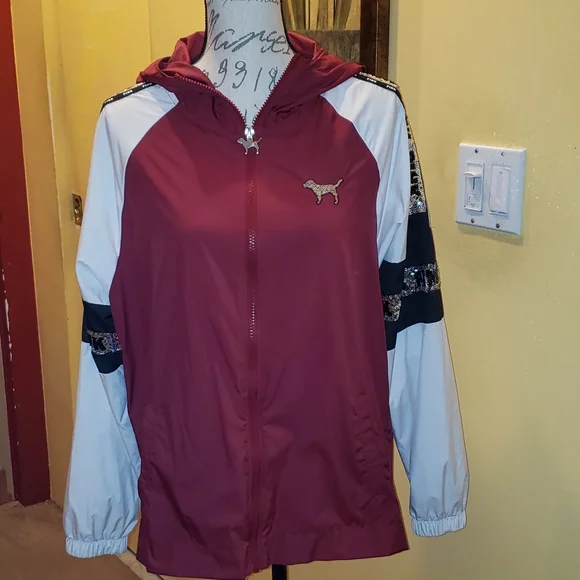 Victoria's secret pink burgundy glitter jacket size XS/S - Picture 2 of 10
